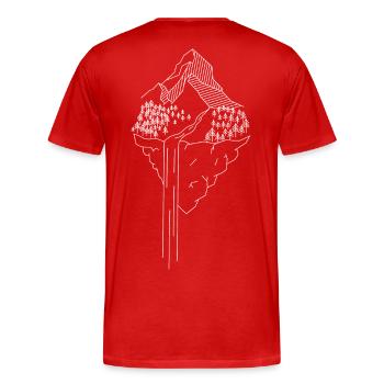 Mountainous landscape - Men's Premium Organic T-Shirt - red - Back - Damien (186cm)