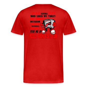 mobile phone fun - Men's Premium Organic T-Shirt - red - Back - Damien (186cm)
