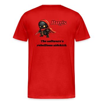 Bugs - The software's rebellious sidekick. - Men's Premium Organic T-Shirt - red - Back - Damien (186cm)