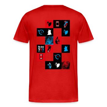 Die Drei ??? Cooles Kacheldesign - Männer Premium Bio T-Shirt - Rot - Hinten - Damien (186cm)