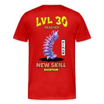 LVL 30 Reached New Skill "Backpain" - Männer Premium Bio T-Shirt - Rot - Hinten - Damien (186cm)