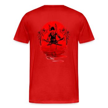 Samurai Krieger Ninja Japan Sonne - Männer Premium Bio T-Shirt - Rot - Hinten - Damien (186cm)