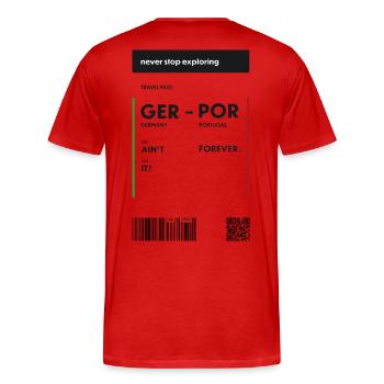 Boardingpass POR - Männer Premium Bio T-Shirt - Rot - Hinten - Damien (186cm)
