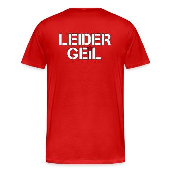 Leider Geil - Männer Premium Bio T-Shirt - Rot - Hinten - Damien (186cm)