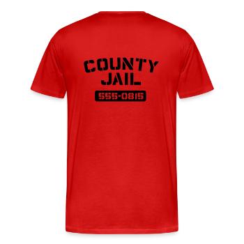 County Jail - Männer Premium Bio T-Shirt - Rot - Hinten - Damien (186cm)