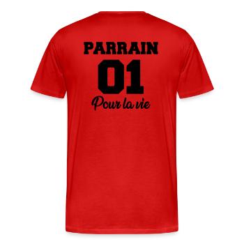 parrain 01 pour la vie - Men's Premium Organic T-Shirt - red - Back - Damien (186cm)