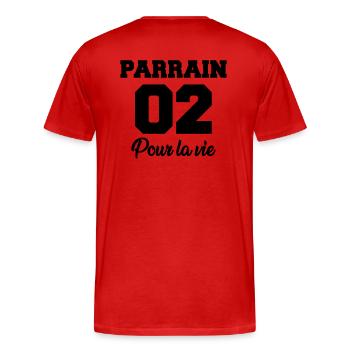 parrain 02 pour la vie - Men's Premium Organic T-Shirt - red - Back - Damien (186cm)
