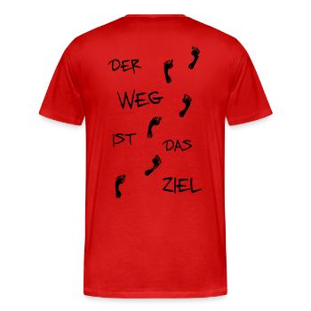 Der Weg ist das Ziel - Männer Premium Bio T-Shirt - Rot - Hinten - Damien (186cm)