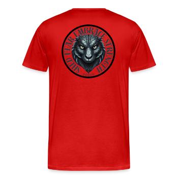 Shed Fear, Embrace Strength - Männer Premium Bio T-Shirt - Rot - Hinten - Damien (186cm)