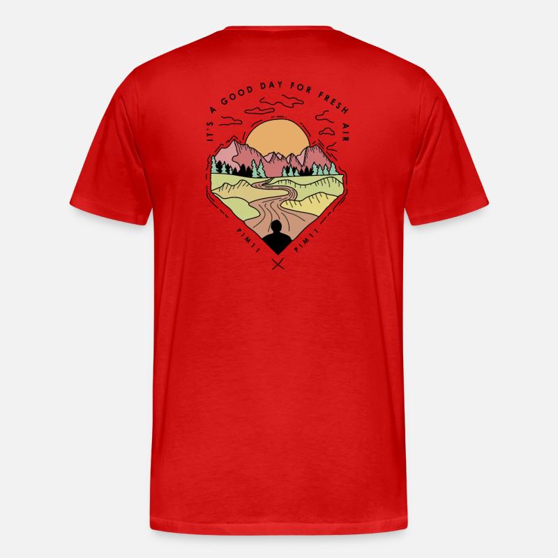 Mountains - fresh air - Männer Premium Bio T-Shirt - Rot