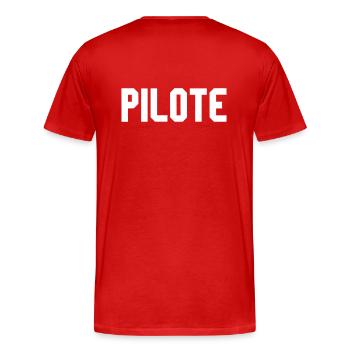 Pilote - T-shirt bio Premium Homme - rouge - Dos - Damien (186cm)