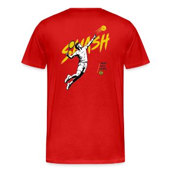Tennis Jump - Men's Premium Organic T-Shirt - red - Back - Damien (186cm)