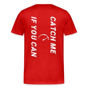 Catch Me If You Can Tacho weiss personalisierbar - Männer Premium Bio T-Shirt - Rot - Hinten - Damien (186cm)