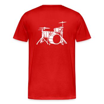 Drums Silhouette Detailed - Männer Premium Bio T-Shirt - Rot - Hinten - Damien (186cm)