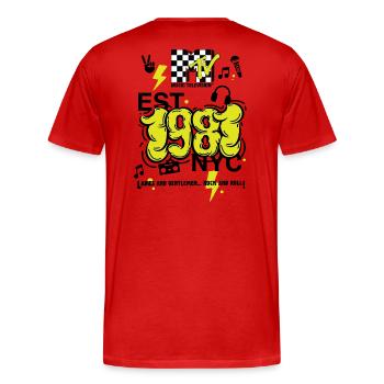 MTV Est. 1981 NYC Logo Impression Du Dos - T-shirt bio Premium Homme - rouge - Dos - Damien (186cm)