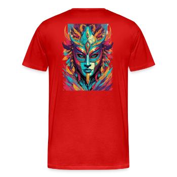 Masque dans le style bande dessinée - T-shirt bio Premium Homme - rouge - Dos - Damien (186cm)
