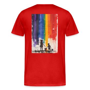Farbenfroh - Männer Premium Bio T-Shirt - Rot - Hinten - Damien (186cm)