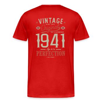 Alter der Perfektion 1941, Geburtstag 81 Jahre - Männer Premium Bio T-Shirt - Rot - Hinten - Damien (186cm)
