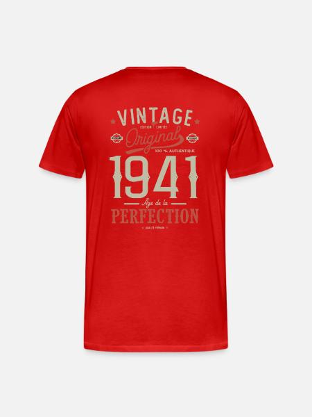 age of perfection 1941, birthday 81 years - Men's Premium Organic T-Shirt - red