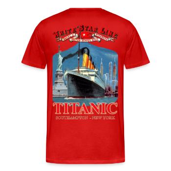 TITANIC NY creation Louis RUNEMBERG © Adagp - Men's Premium Organic T-Shirt - red - Back - Damien (186cm)