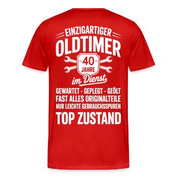 40 ans de service - anniversaire de travail oldtimer - T-shirt bio Premium Homme - rouge - Dos - Damien (186cm)