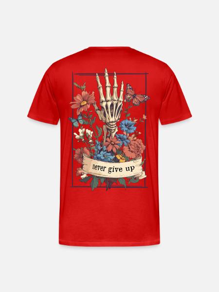 Skeleton Flowers Butterfly - Men's Premium Organic T-Shirt - red
