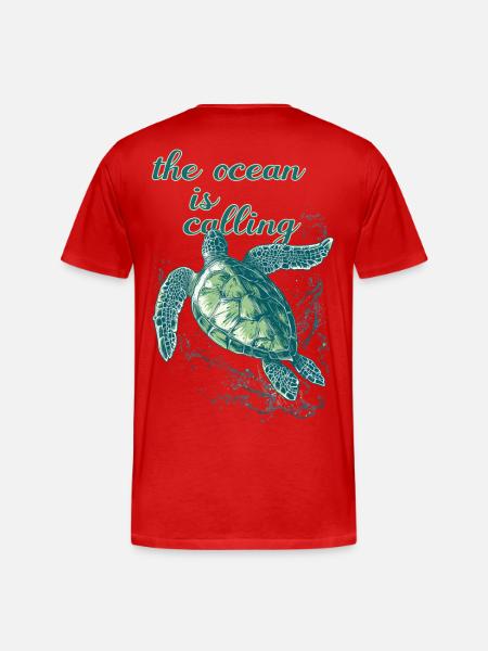 the ocean is calling - Sea Turtle - Men's Premium Organic T-Shirt - red