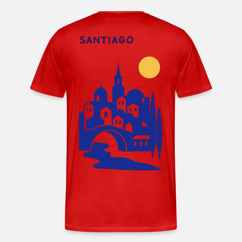 Santiago Silhouette am Abend - Männer Premium Bio T-Shirt - Rot