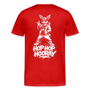 HOP HOP HOURRA Bunny - T-shirt bio Premium Homme - rouge - Dos - Damien (186cm)