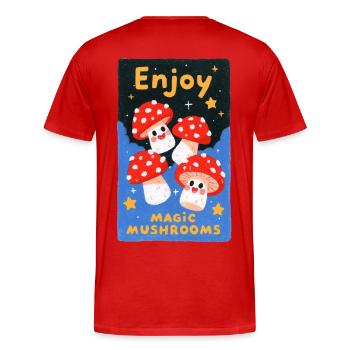 Savourez des champignons colorés - T-shirt bio Premium Homme - rouge - Dos - Damien (186cm)