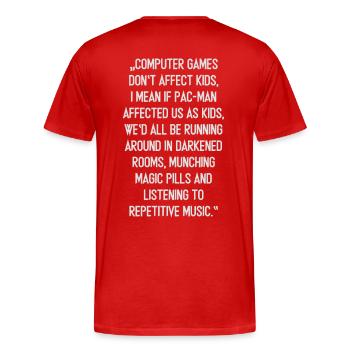 Computer games don't effect kids - Männer Premium Bio T-Shirt - Rot - Hinten - Damien (186cm)