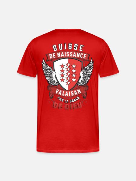 Valaisan Grâce de Dieu - T-shirt bio Premium Homme - rouge
