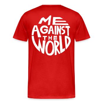 Me against the World - Männer Premium Bio T-Shirt - Rot - Hinten - Damien (186cm)