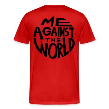 Me against the World - Männer Premium Bio T-Shirt - Rot - Hinten - Damien (186cm)