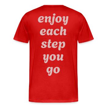 Enjoy each step you go - Positivity - Men's Premium Organic T-Shirt - red - Back - Damien (186cm)