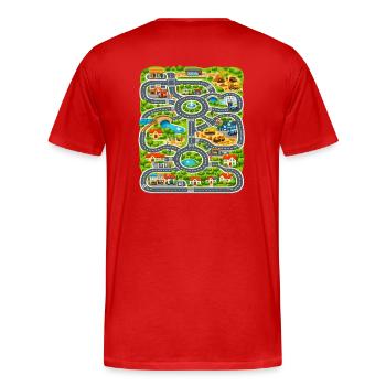 Sentier de jeux pour enfants du circuit urbain - T-shirt bio Premium Homme - rouge - Dos - Damien (186cm)