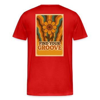 Flower Power Groove - Männer Premium Bio T-Shirt - Rot - Hinten - Damien (186cm)