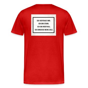 I trust myself – strong and determined - Men's Premium Organic T-Shirt - red - Back - Damien (186cm)
