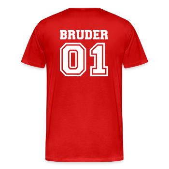 Bruder - Männer Premium Bio T-Shirt - Rot - Hinten - Damien (186cm)