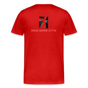 New York Urban Design | Streetwear | Irreversible - Men's Premium Organic T-Shirt - red - Back - Damien (186cm)
