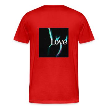 Liebe - Männer Premium Bio T-Shirt - Rot - Hinten - Damien (186cm)