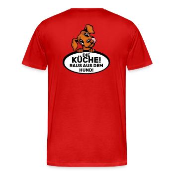 funny kitchen dog saying kitchen cute dog comic - Men's Premium Organic T-Shirt - red - Back - Damien (186cm)