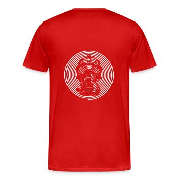 Gasmaske Spirale - Männer Premium Bio T-Shirt - Rot - Hinten - Damien (186cm)