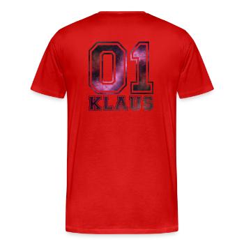 Klaus Name - Männer Premium Bio T-Shirt - Rot - Hinten - Damien (186cm)