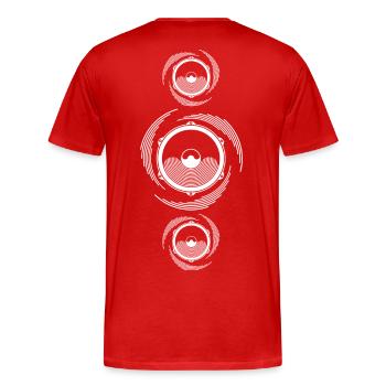 Spirale Son Haut-parleur basse - T-shirt bio Premium Homme - rouge - Dos - Damien (186cm)
