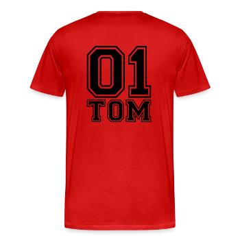 Tom - Name - Men's Premium Organic T-Shirt - red - Back - Damien (186cm)