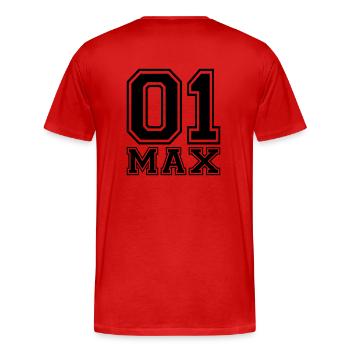 Max - Name - Men's Premium Organic T-Shirt - red - Back - Damien (186cm)