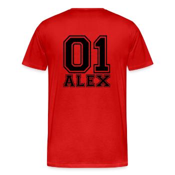 Alex - Name - Männer Premium Bio T-Shirt - Rot - Hinten - Damien (186cm)
