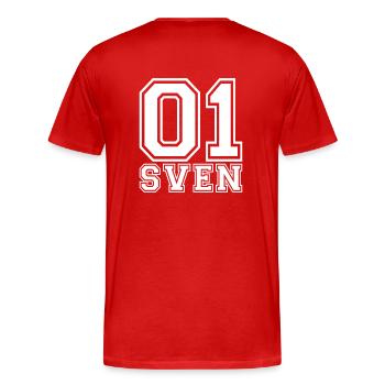 Sven - Name - Männer Premium Bio T-Shirt - Rot - Hinten - Damien (186cm)