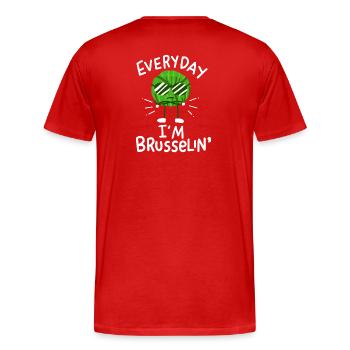 Vegan Brussels Sprouts - Men's Premium Organic T-Shirt - red - Back - Damien (186cm)